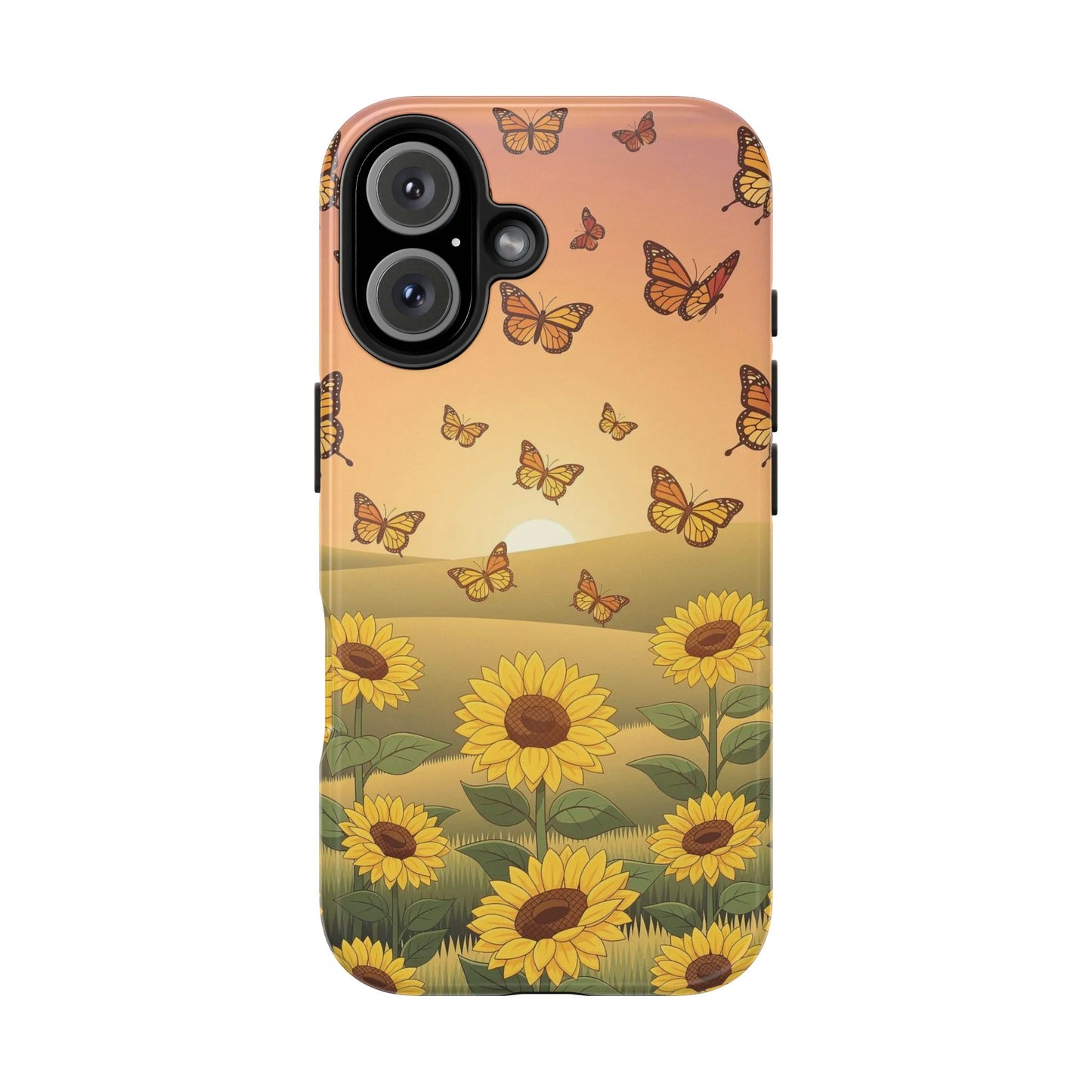Sunflower Field Butterflies iphone compatible Phone Case | Tough Phone Case