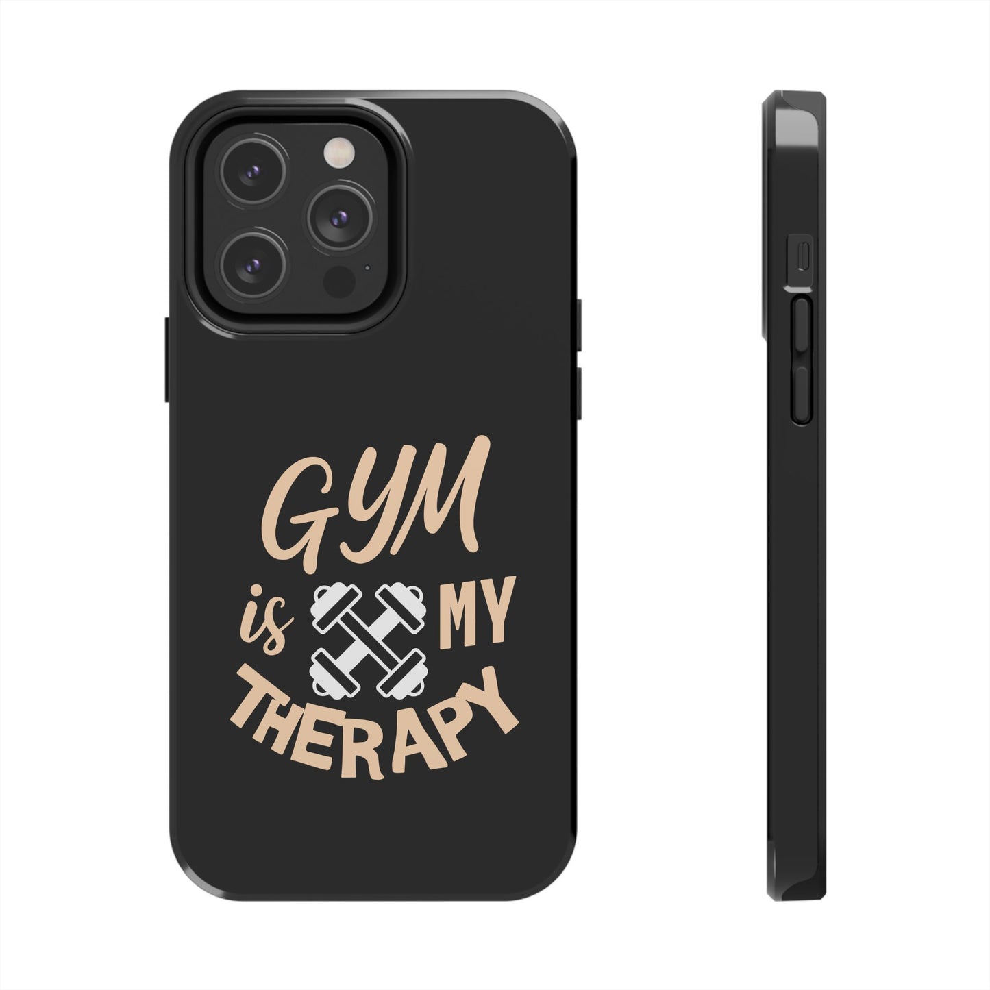 Gym Is My Therapy iPhone Phone Case | Fitness Dumbbell Workout Motivational iphone compatibie