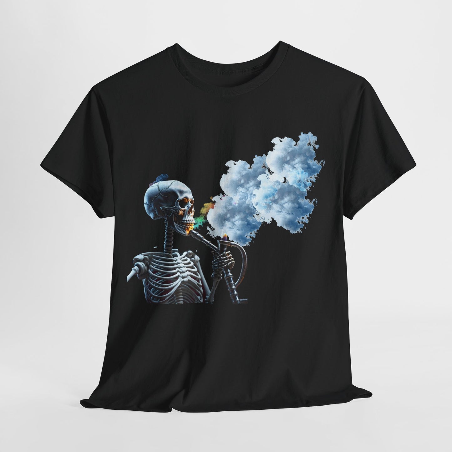 Skeleton smoking T-shirt, Chill Vibes Skeleton Tee Relaxed Graphic T-Shirt, Cool Summer Wear, Gift for Music Lovers, Casual Streetwear