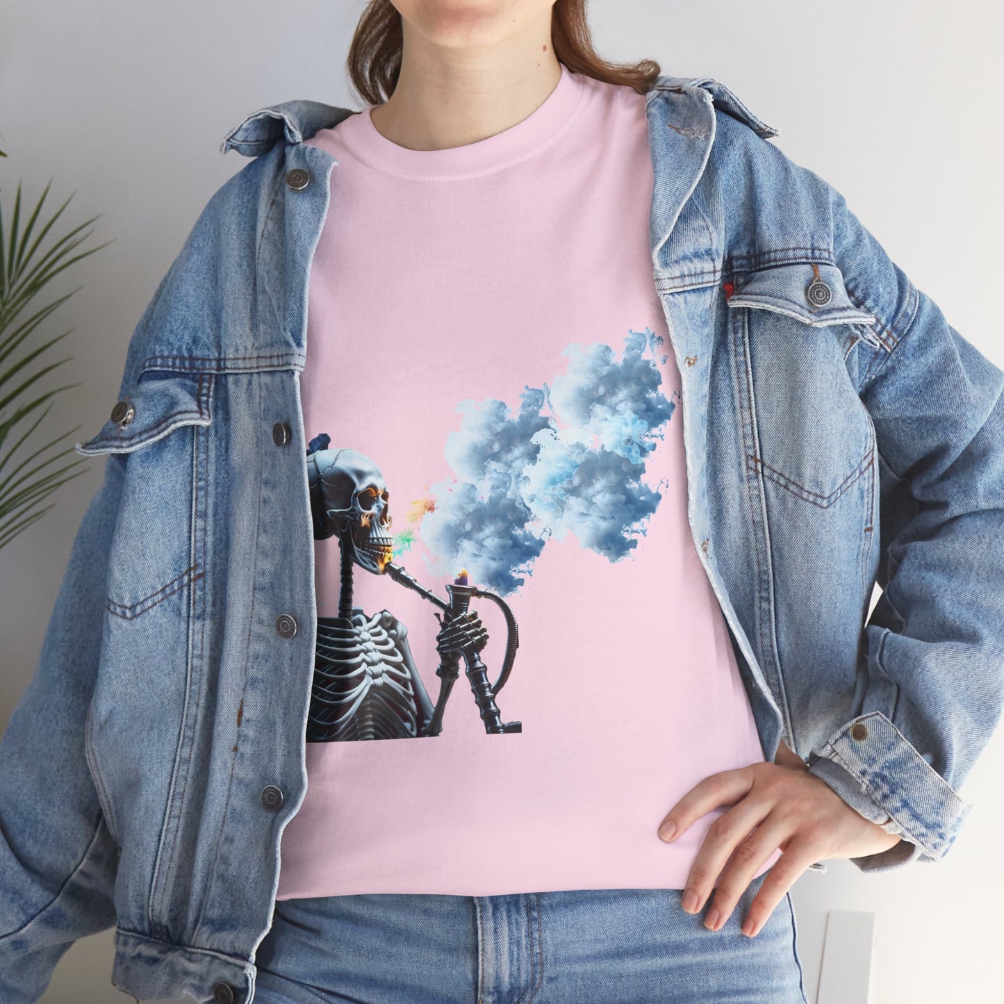 Skeleton smoking T-shirt, Chill Vibes Skeleton Tee Relaxed Graphic T-Shirt, Cool Summer Wear, Gift for Music Lovers, Casual Streetwear