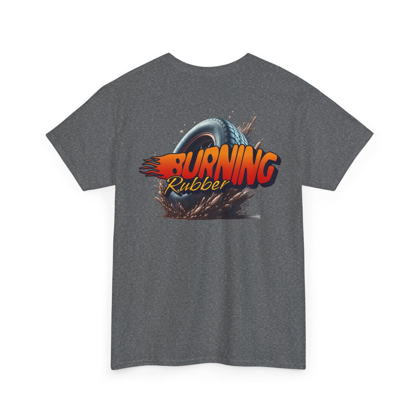 Burning Rubber Unisex Heavy Cotton Tee, Car Enthusiast Gift, Racing Shirt, Casual Everyday Wear, Streetwear, Automotive Apparel
