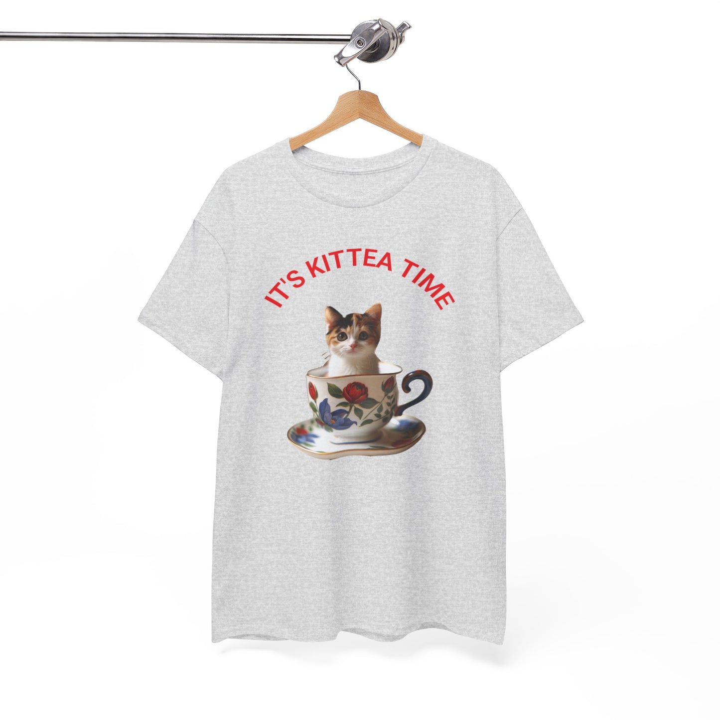 Funny Cat Lover Tee, It's Kittea Time Shirt, Unisex Cotton T-Shirt, Gift for Pet Owners, Animal Lover Apparel, Casual Wear