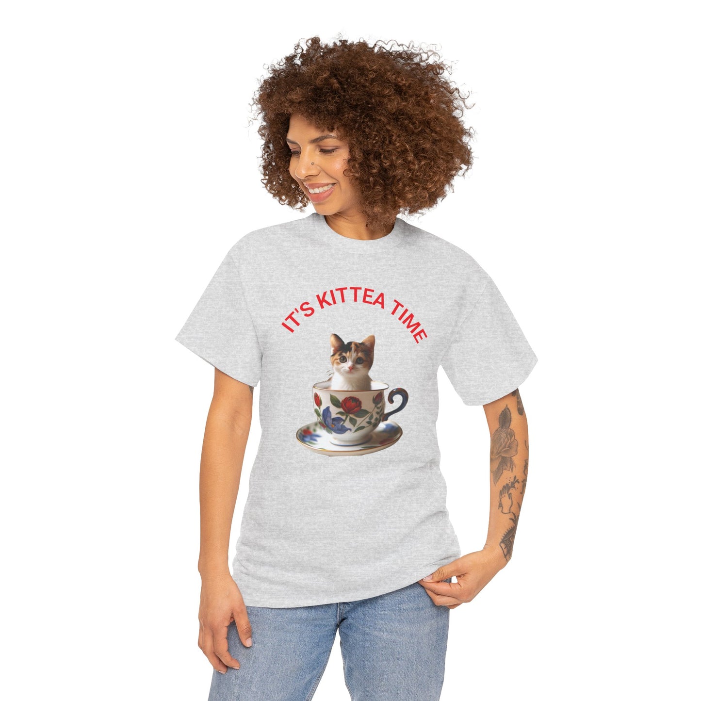 Funny Cat Lover Tee, It's Kittea Time Shirt, Unisex Cotton T-Shirt, Gift for Pet Owners, Animal Lover Apparel, Casual Wear