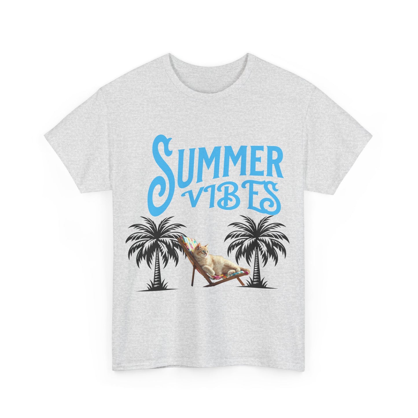 Cat lovers shirt Summer Vibes Tee, Beach Shirt, Vacation Apparel, Tropical T-Shirt, Casual Wear, Gift for Friends