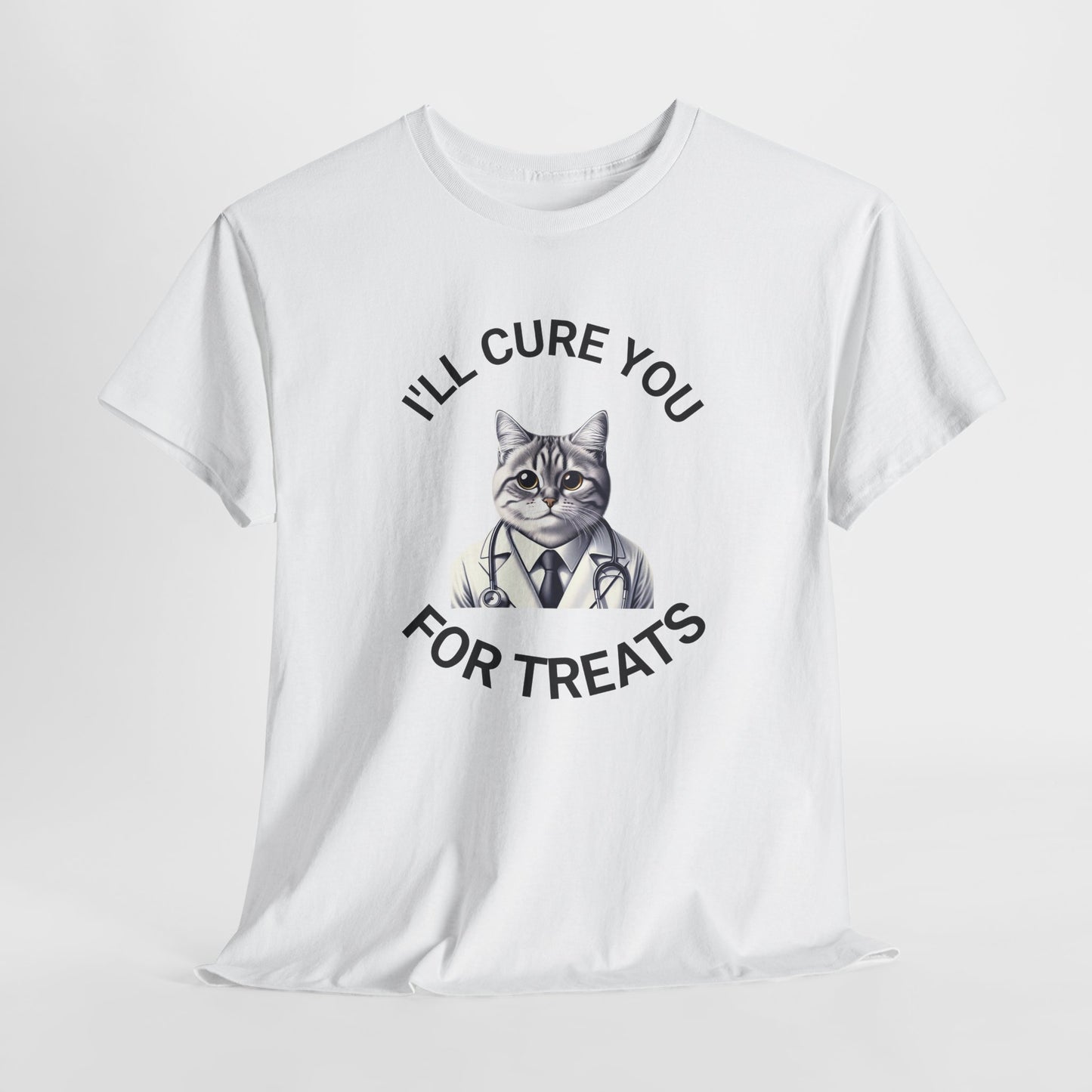 Cat Doctor Unisex Heavy Cotton Tee, Funny Cat Shirt for Pet Lovers, Gift for Vet Assistants, Casual Wear, Animal Lover's Tee