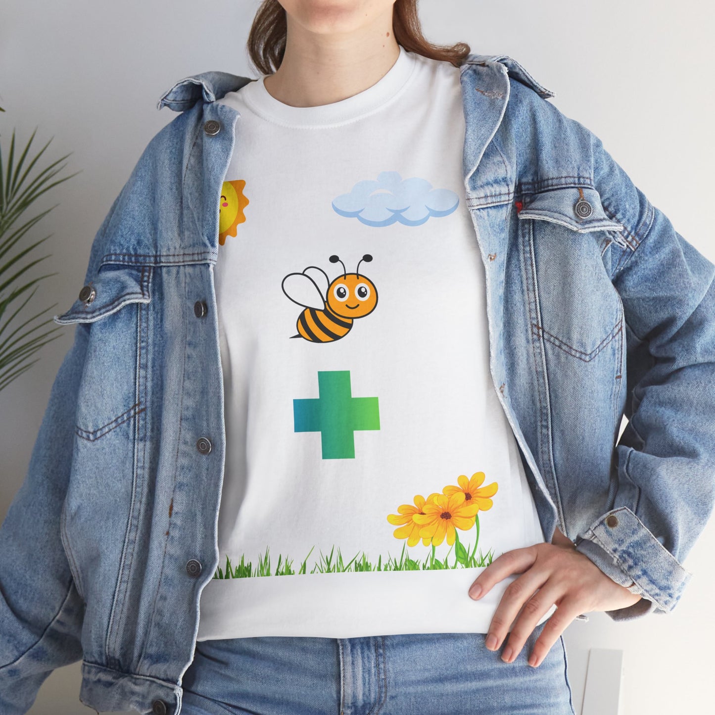 Cute be positive t-shirt. bee plus t-shirt