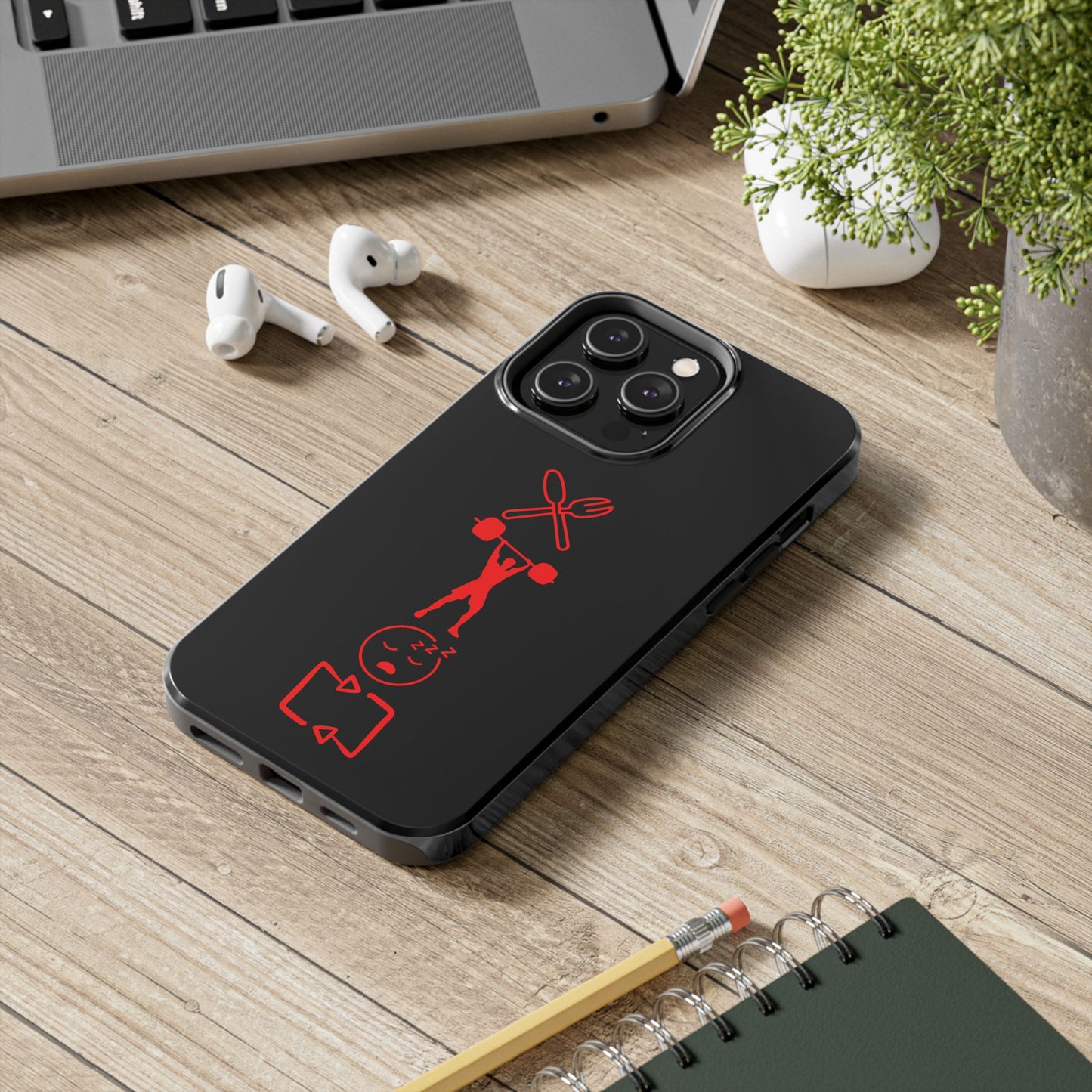 Eat Lift Sleep Repeat Black iPhone compatible phone case Fitness Phone Case | Weightlifting phone case Bodybuilding phone case