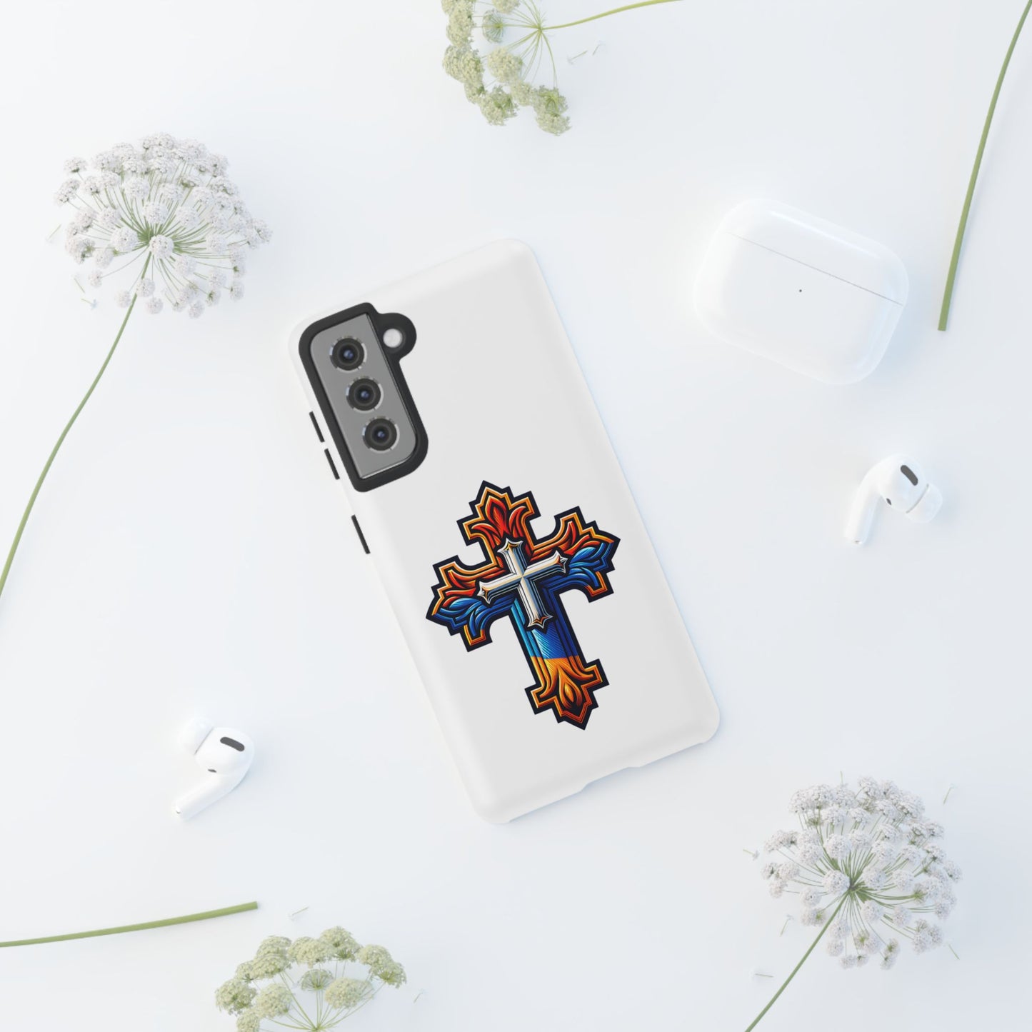 Armenian cross flag phone case iPhone Samsung Google, Christian phone case, white phone case