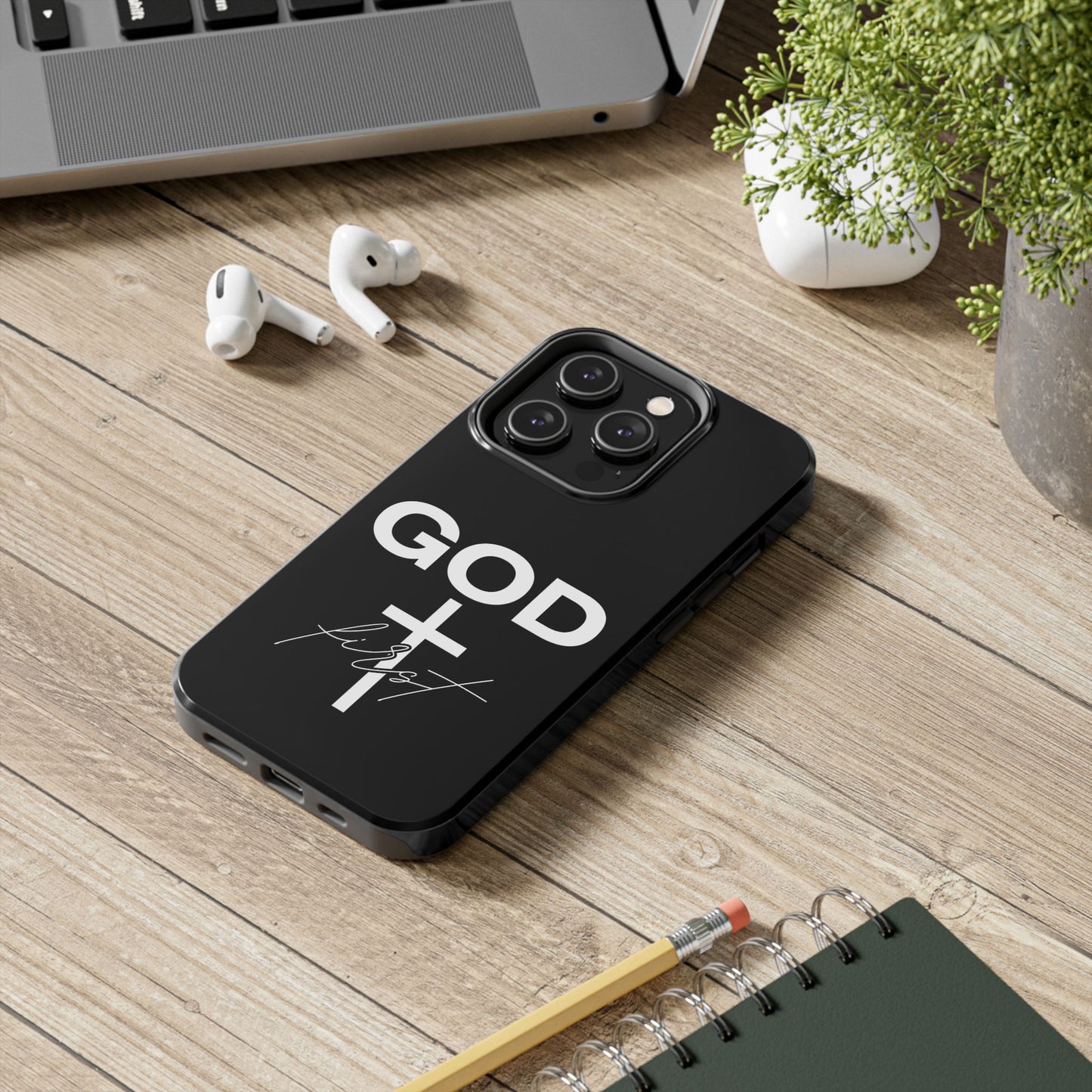 God First iPhone compatible phone case | Christian cross phone case faith accessory