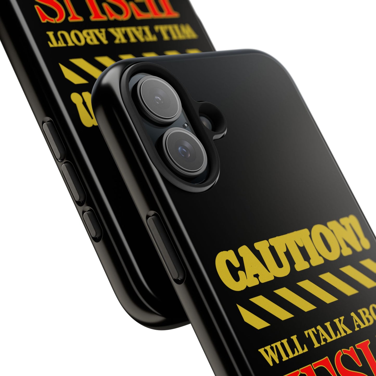 Caution Will Talk About Jesus for Hours iPhone compatible black Phone Case | Christian Phone Case