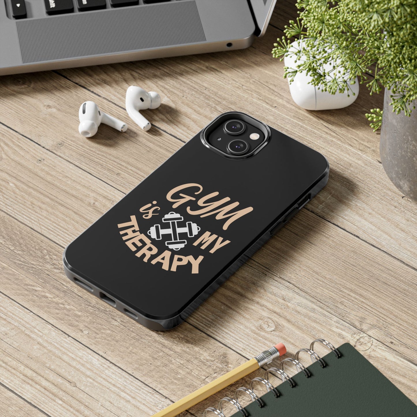 Gym Is My Therapy iPhone Phone Case | Fitness Dumbbell Workout Motivational iphone compatibie