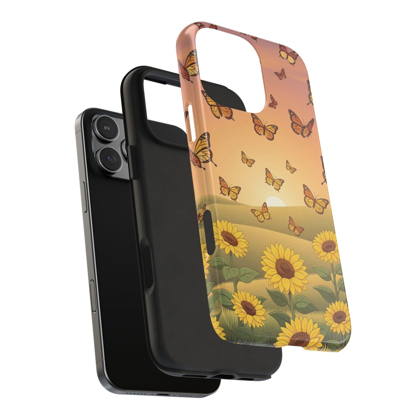Sunflower Field Butterflies iphone compatible Phone Case | Tough Phone Case
