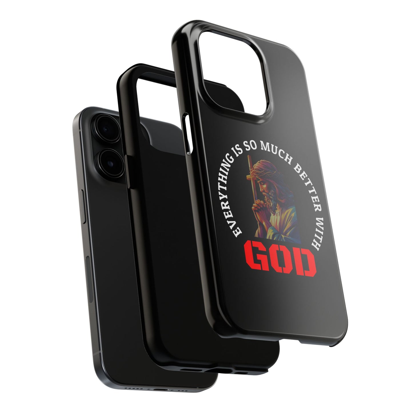 Everything Is So Much Better With God Black iPhone phone case | Christian faith iphone case