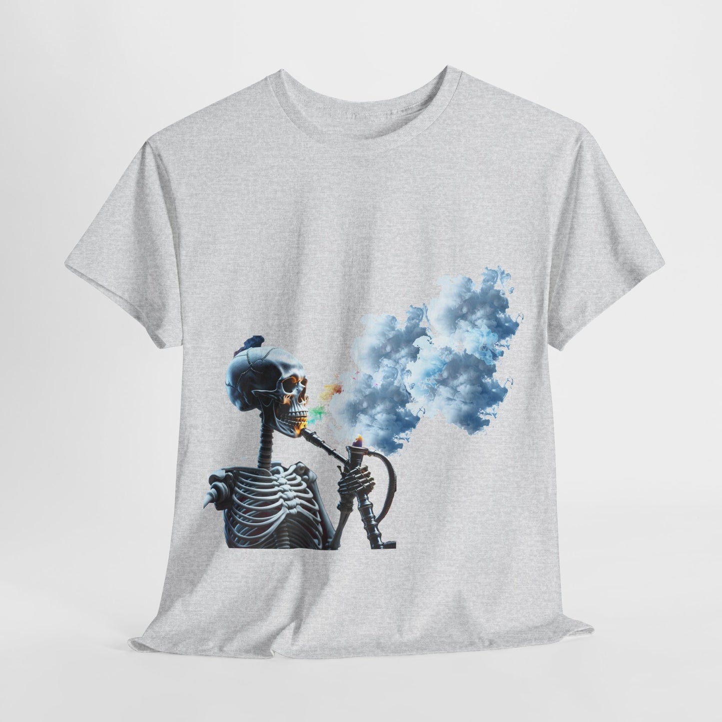 Skeleton smoking T-shirt, Chill Vibes Skeleton Tee Relaxed Graphic T-Shirt, Cool Summer Wear, Gift for Music Lovers, Casual Streetwear
