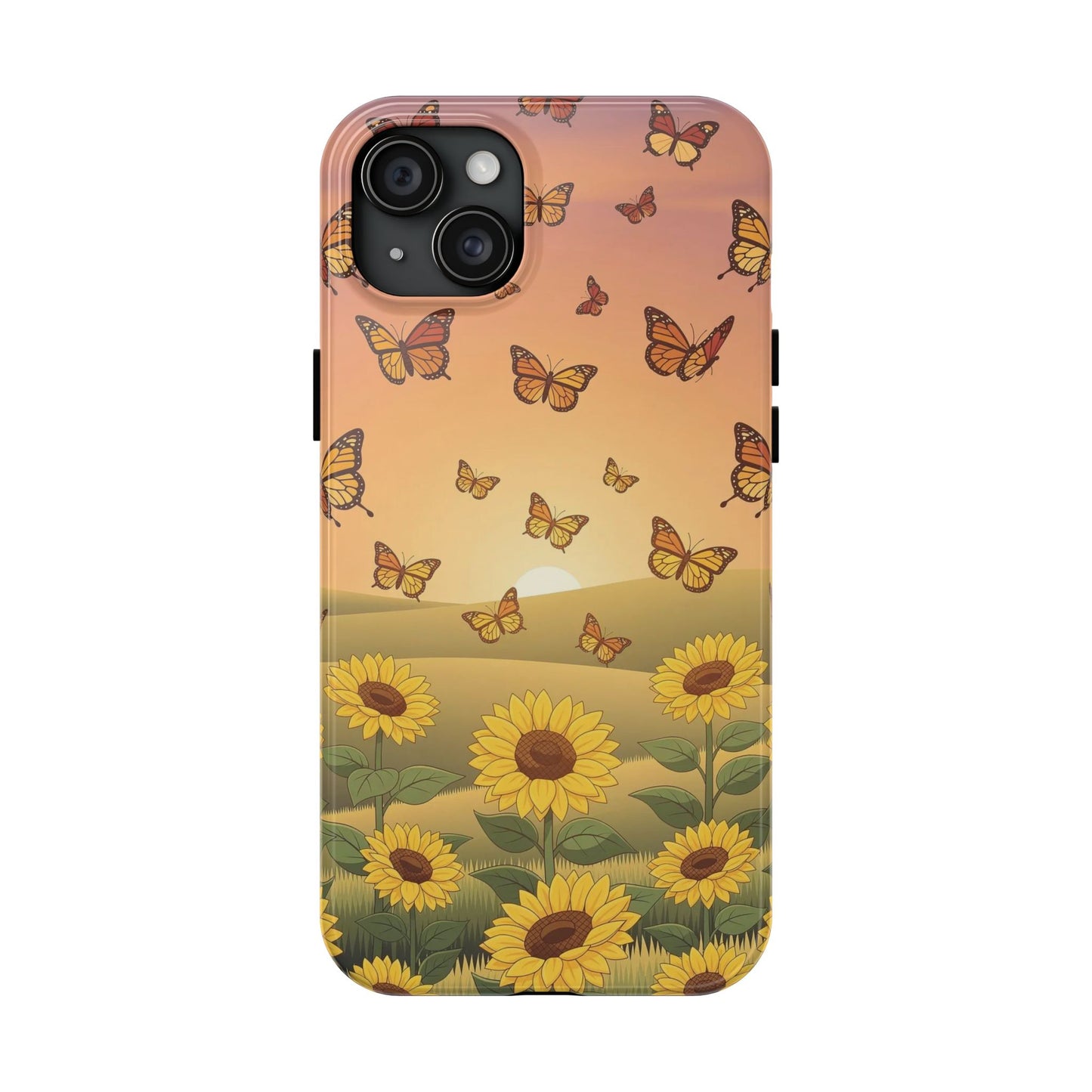 Sunflower Field Butterflies iphone compatible Phone Case | Tough Phone Case