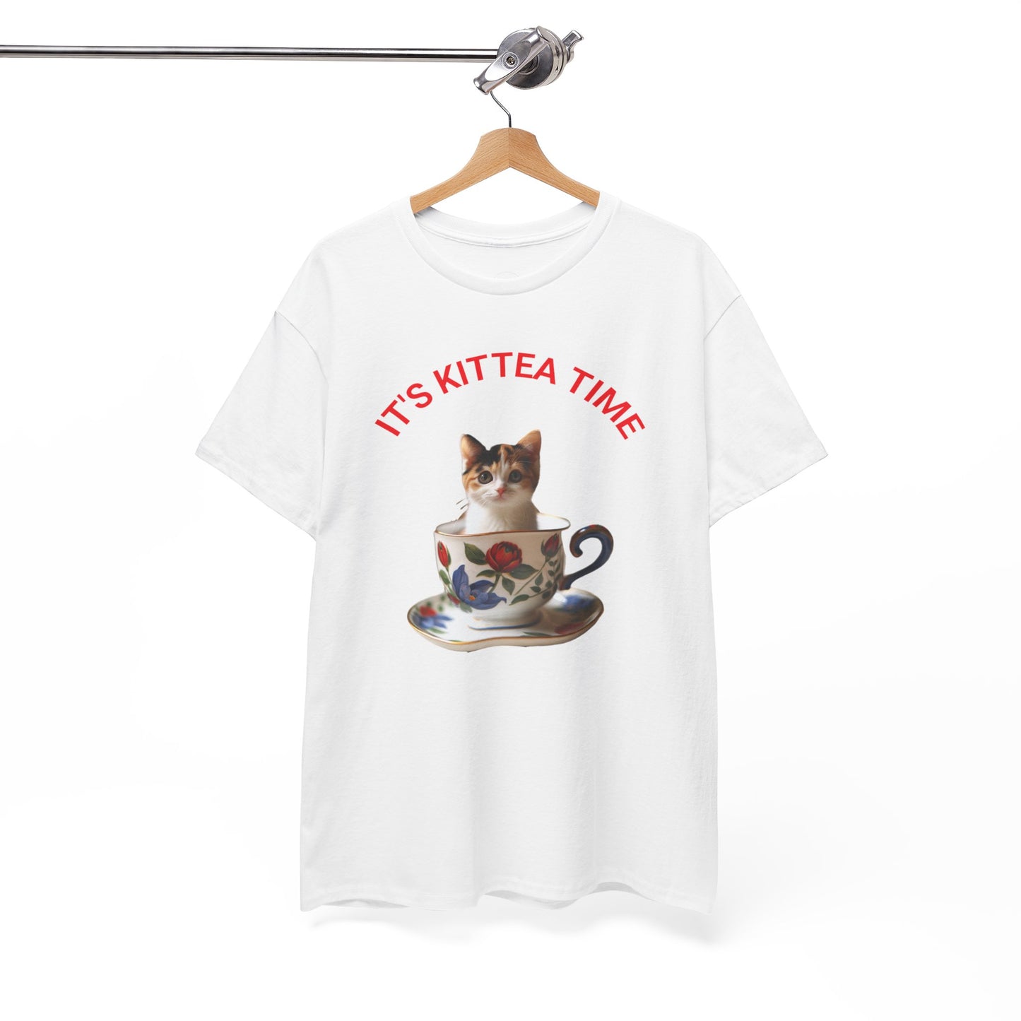 Funny Cat Lover Tee, It's Kittea Time Shirt, Unisex Cotton T-Shirt, Gift for Pet Owners, Animal Lover Apparel, Casual Wear