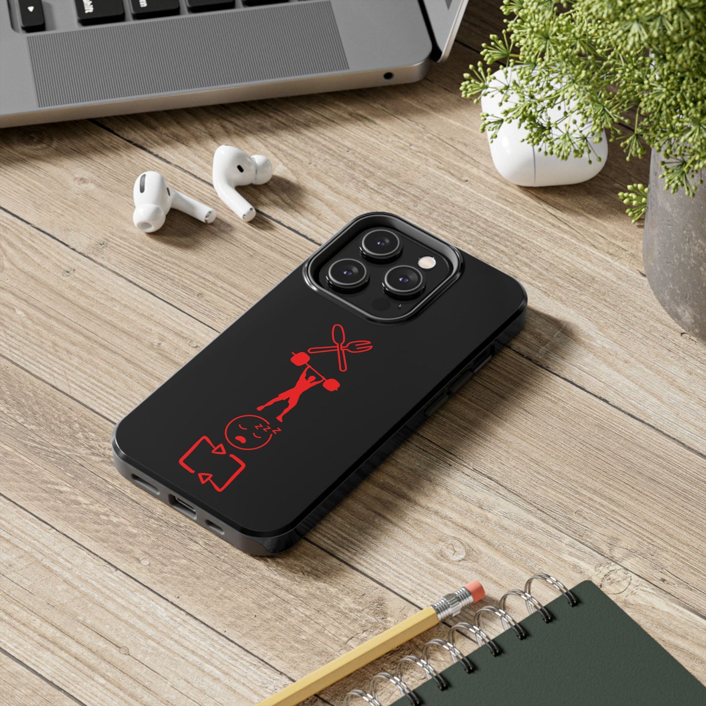 Eat Lift Sleep Repeat Black iPhone compatible phone case Fitness Phone Case | Weightlifting phone case Bodybuilding phone case