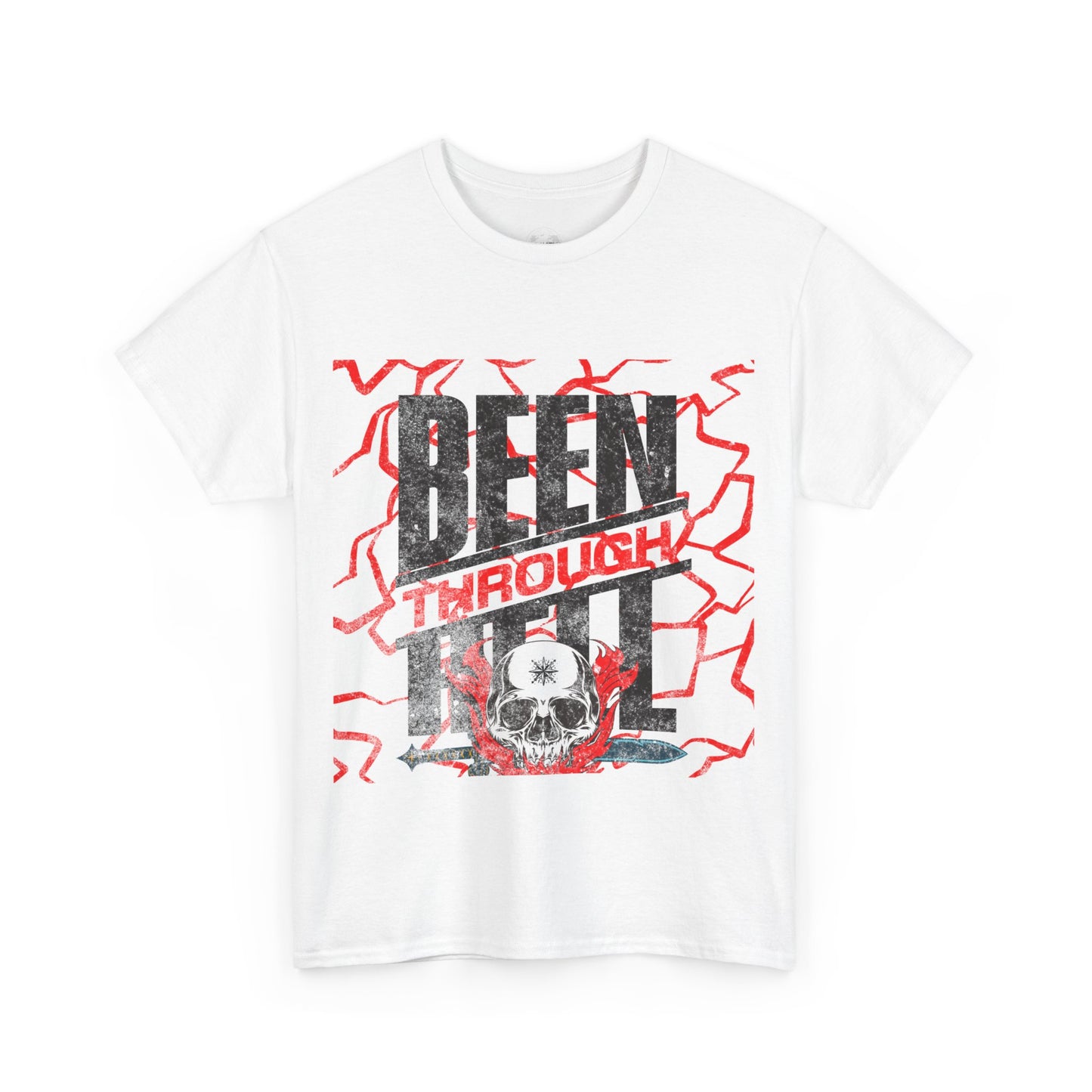 Been Through Hell t-shirt- Unisex Heavy Cotton Tee for Casual Wear, Music Festivals, Skateboarding, Rock t-shirt, Great Gift