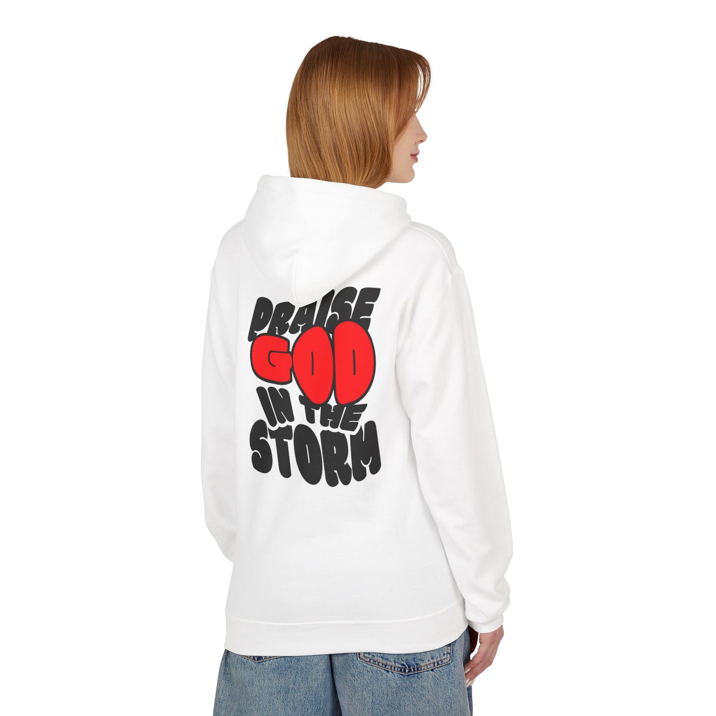 Praise God in the Storm Hoodie | Faith Typography, Red Heart