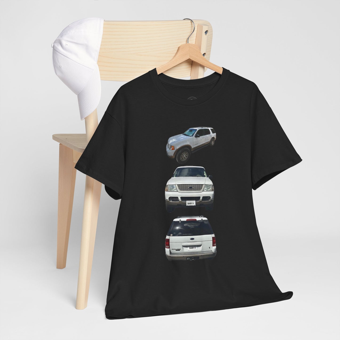 White Ford SUV Trio T-Shirt – Front, Side & Rear View Car Tee for Auto Enthusiasts