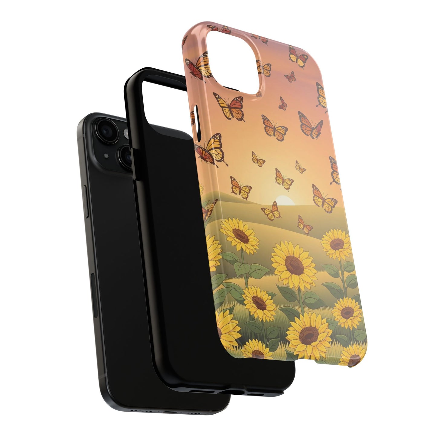 Sunflower Field Butterflies iphone compatible Phone Case | Tough Phone Case