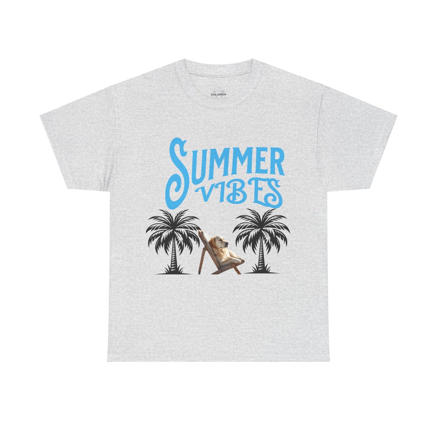 Dog lovers shirt Summer Vibes Unisex Heavy Cotton Tee, Relaxed Fit T-Shirt, Vacation Wear, Gift for Him/Her, Casual Summer Top