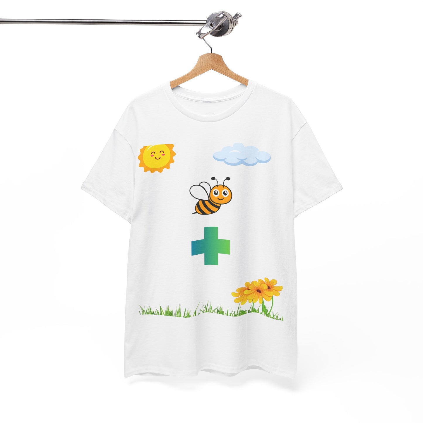 Cute be positive t-shirt. bee plus t-shirt