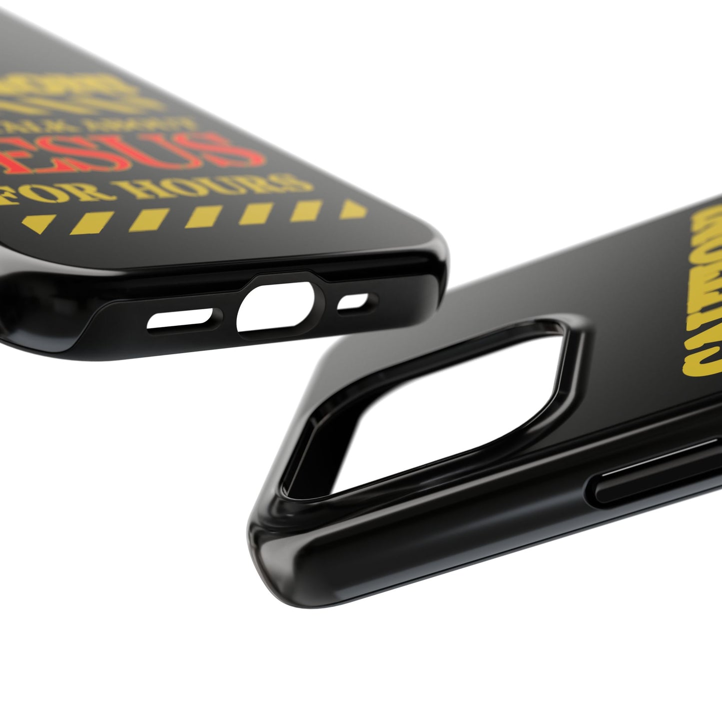 Caution Will Talk About Jesus for Hours iPhone compatible black Phone Case | Christian Phone Case
