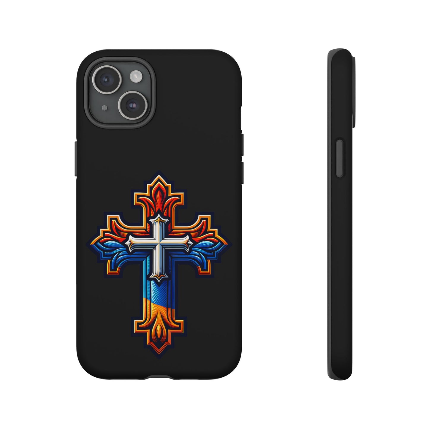 iPhone 16 iPhone 16 Pro iPhone 16 Pro Max iPhone 15 iPhone 15 Pro iPhone 15 Pro Max Armenian Cross phone case black, Christian phone case