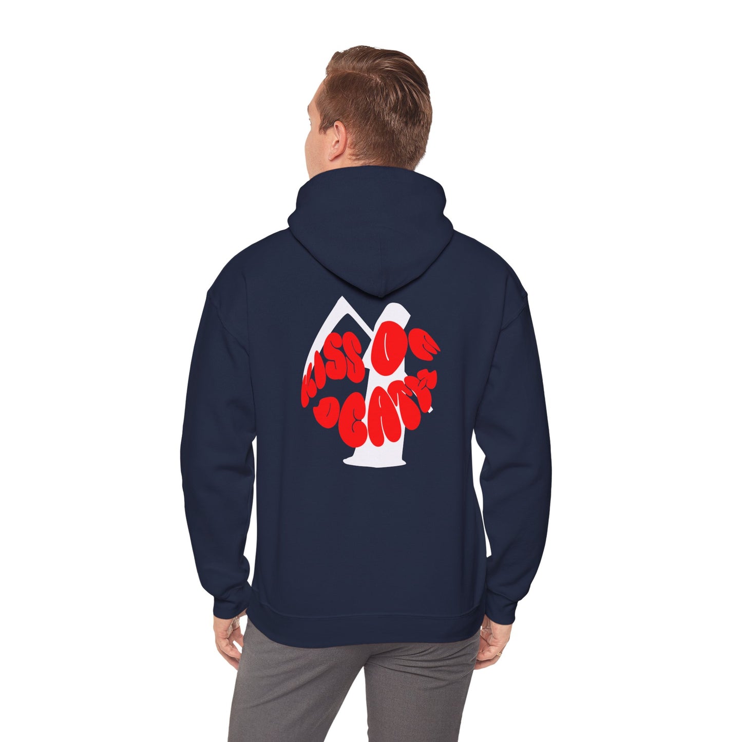 Kiss Of Death Hoodie, Black or Navy blue hoodie, Comfy hoodie, Kangaroo pouch pocket, cool design hoodie, Gift for him, Gift for her