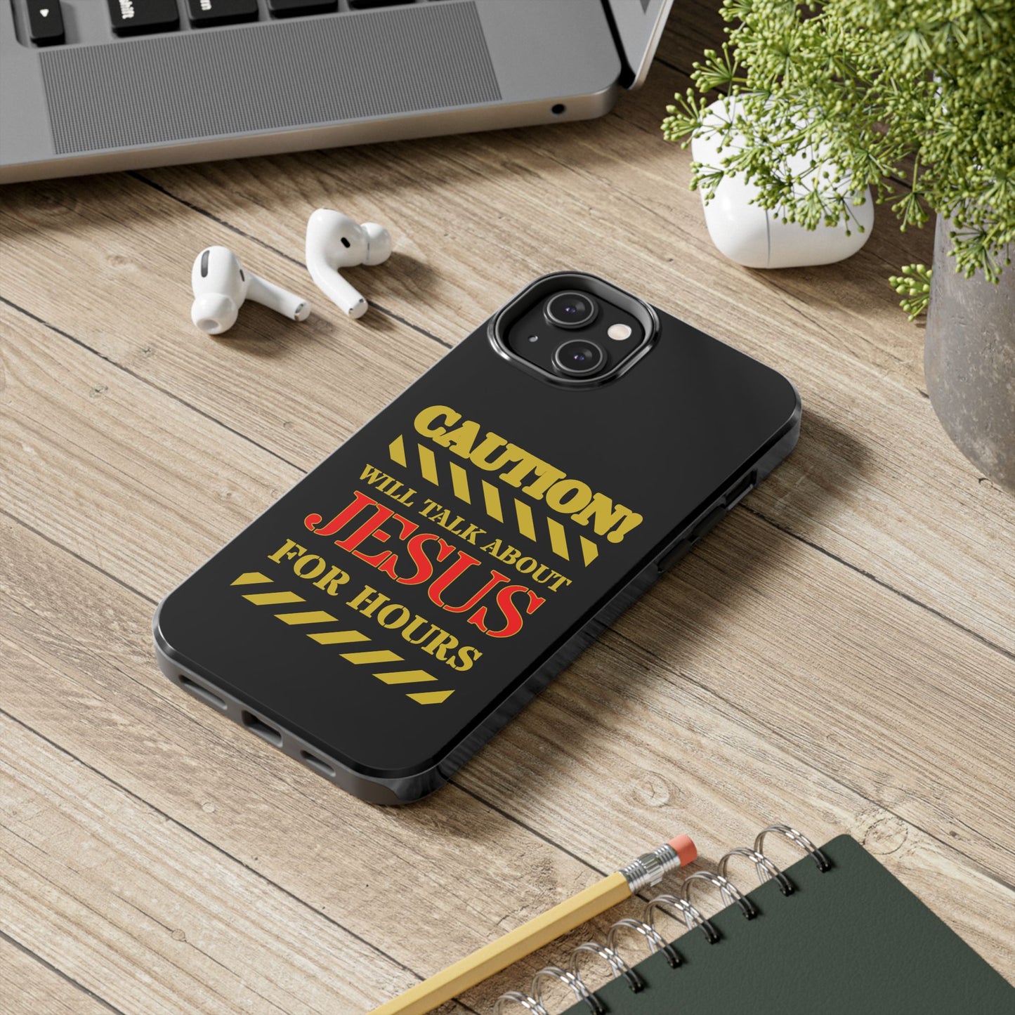 Caution Will Talk About Jesus for Hours iPhone compatible black Phone Case | Christian Phone Case