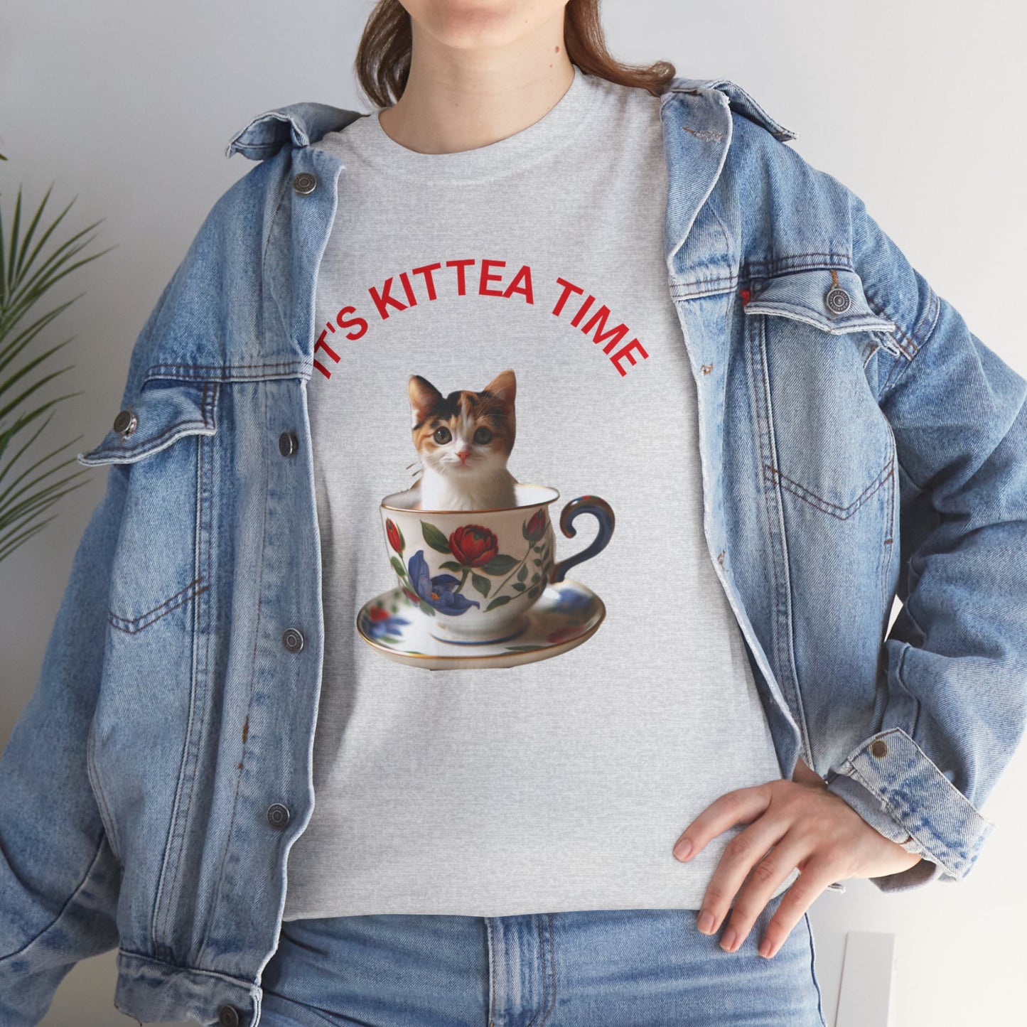 Funny Cat Lover Tee, It's Kittea Time Shirt, Unisex Cotton T-Shirt, Gift for Pet Owners, Animal Lover Apparel, Casual Wear