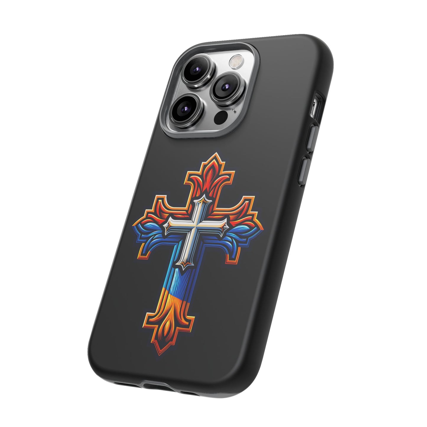 iPhone 16 iPhone 16 Pro iPhone 16 Pro Max iPhone 15 iPhone 15 Pro iPhone 15 Pro Max Armenian Cross phone case black, Christian phone case
