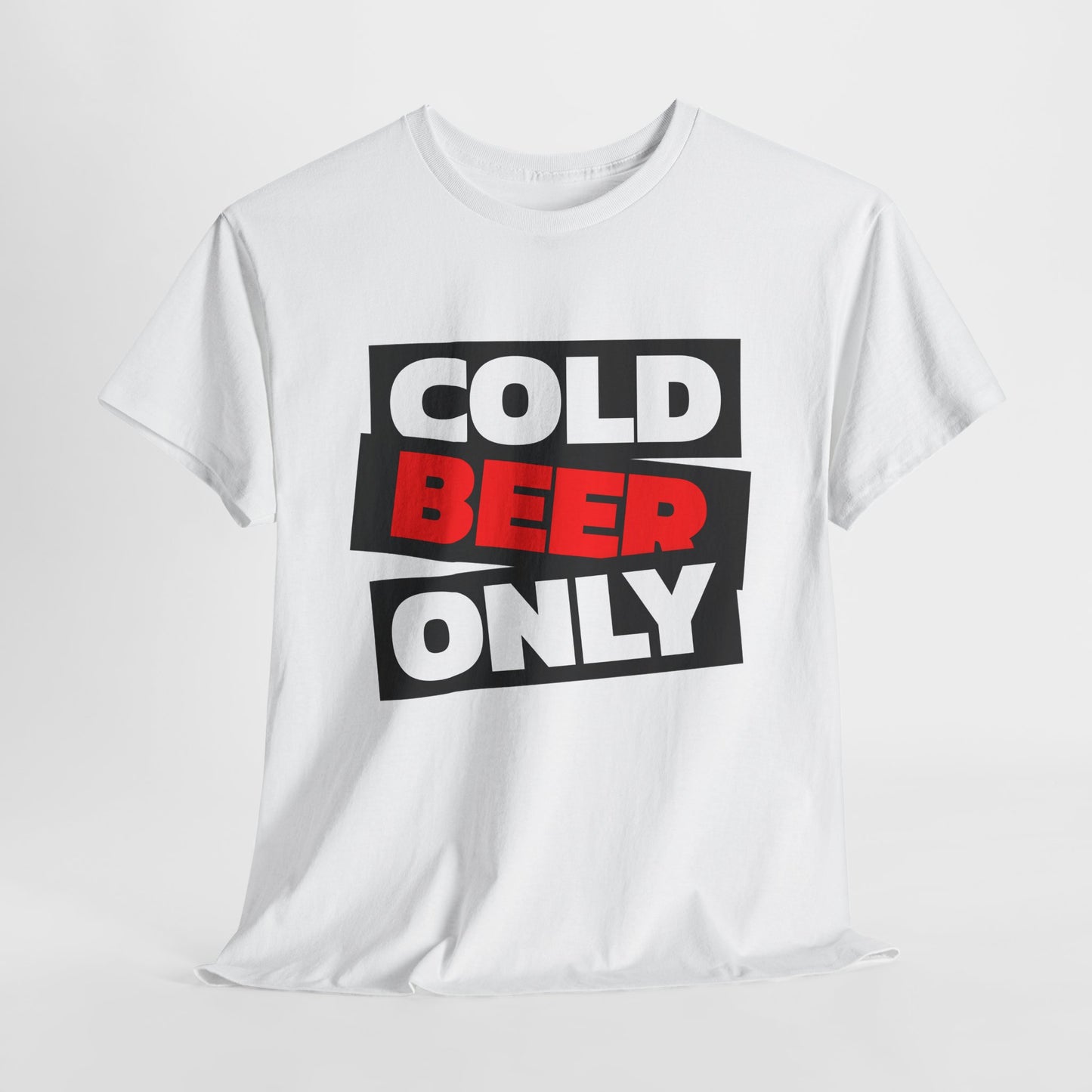 Chill Vibes Unisex Heavy Cotton Tee | 'Cold Beer Only' Graphic, Casual Wear, Gift for Beer Lovers, Summer BBQ, Party Outfit, Fun T-Shirt