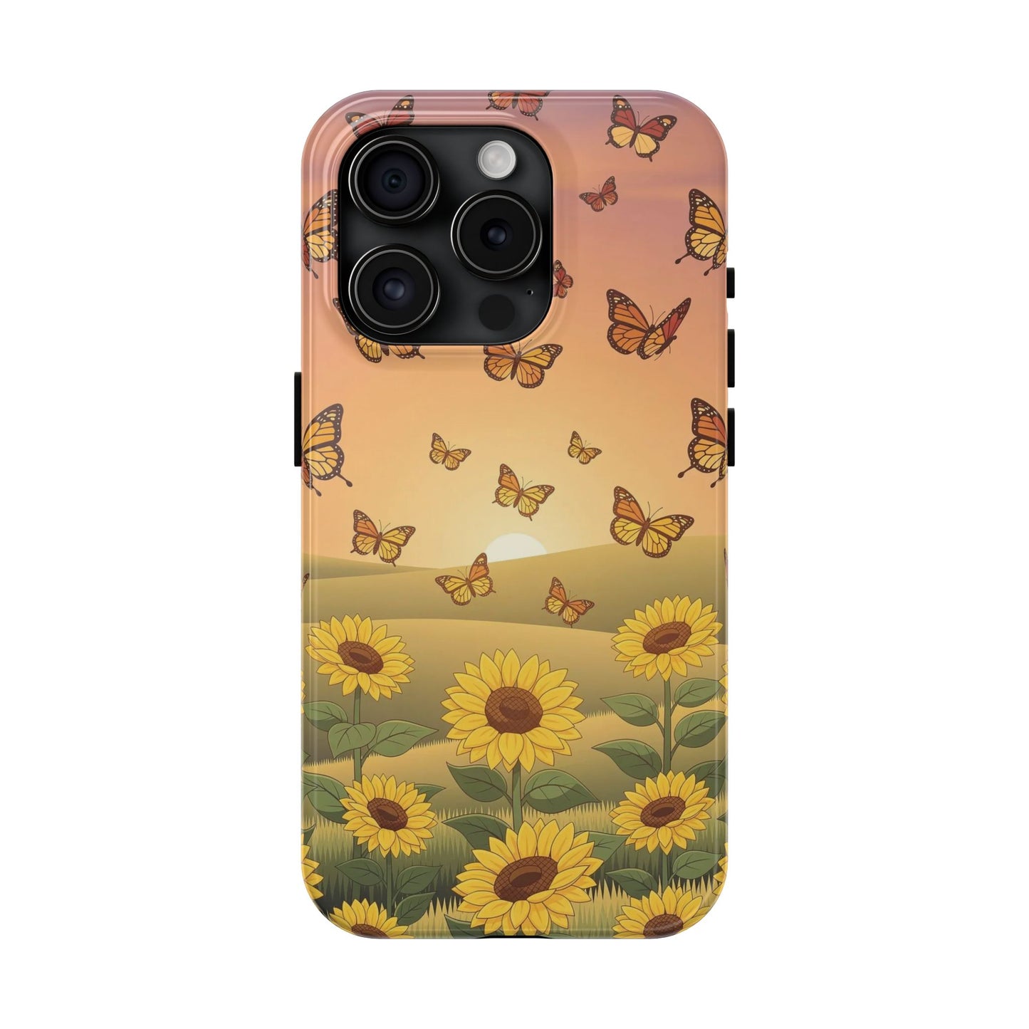 Sunflower Field Butterflies iphone compatible Phone Case | Tough Phone Case