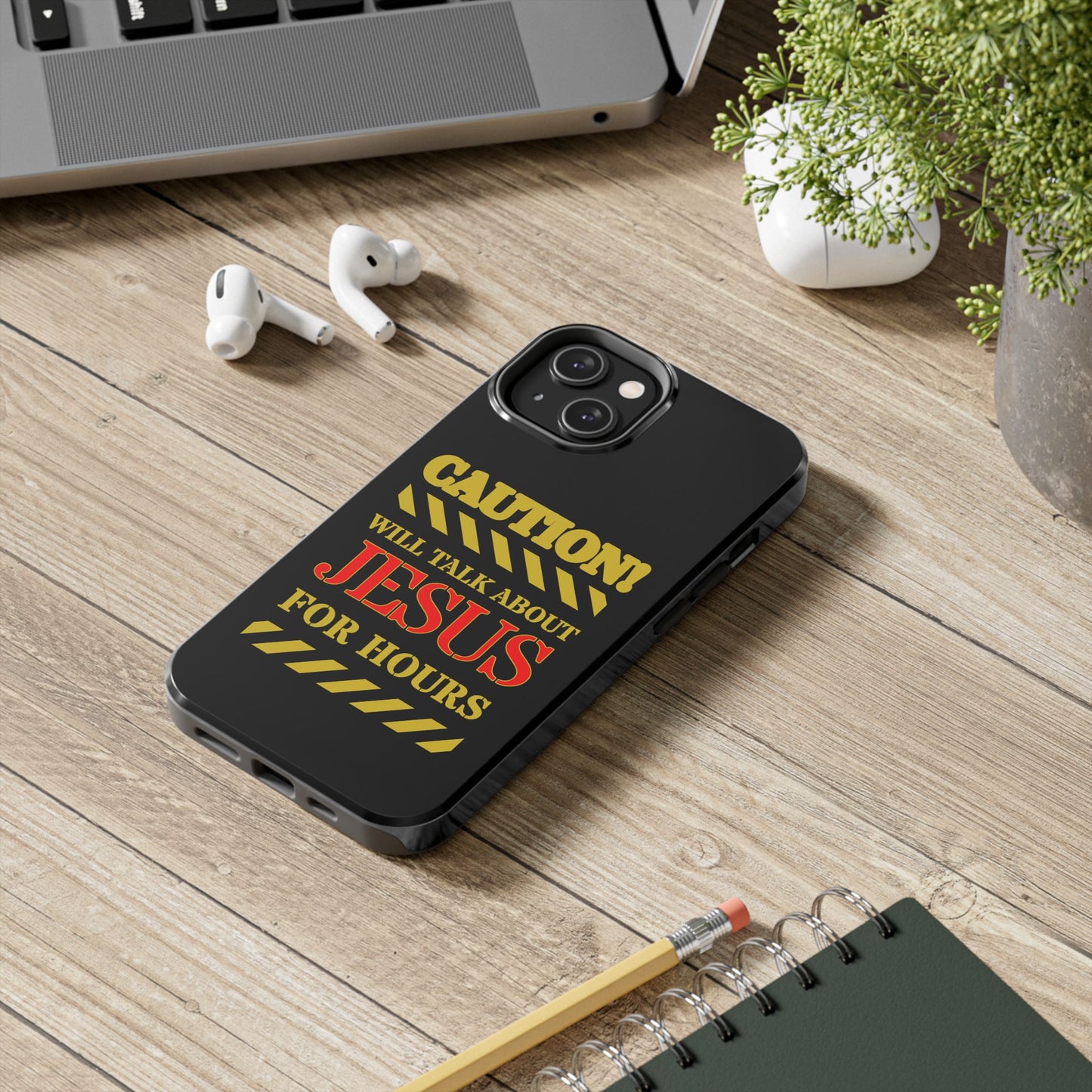 Caution Will Talk About Jesus for Hours iPhone compatible black Phone Case | Christian Phone Case