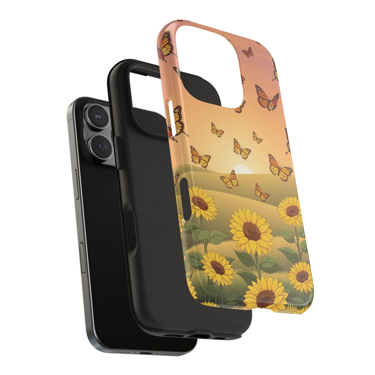 Sunflower Field Butterflies iphone compatible Phone Case | Tough Phone Case