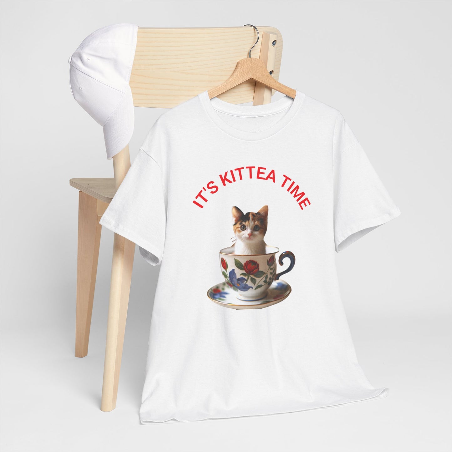 Funny Cat Lover Tee, It's Kittea Time Shirt, Unisex Cotton T-Shirt, Gift for Pet Owners, Animal Lover Apparel, Casual Wear