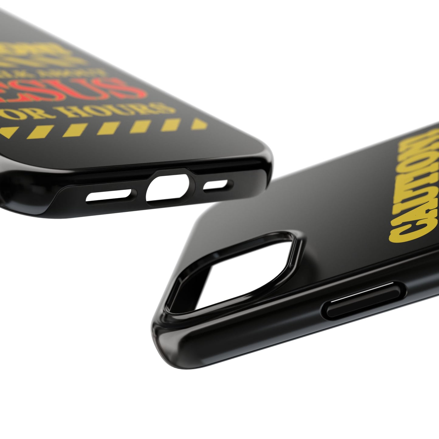 Caution Will Talk About Jesus for Hours iPhone compatible black Phone Case | Christian Phone Case