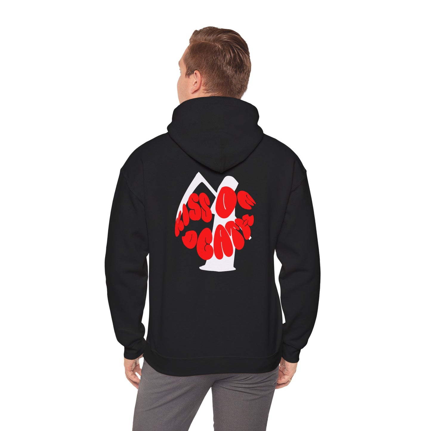 Kiss Of Death Hoodie, Black or Navy blue hoodie, Comfy hoodie, Kangaroo pouch pocket, cool design hoodie, Gift for him, Gift for her